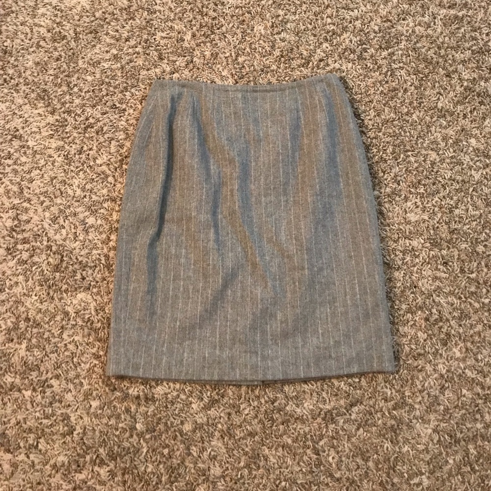 Linda Allard Ellen Tracy grey wool pinstripe skirt